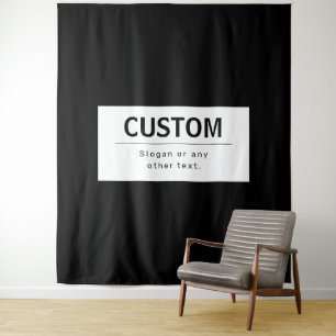 Bold Modern Editable Text Black & White Tapestry