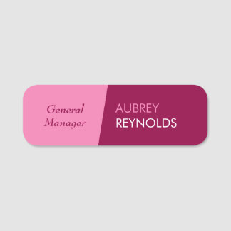 Bold Modern Feminine Pink Professional Company Name Tag