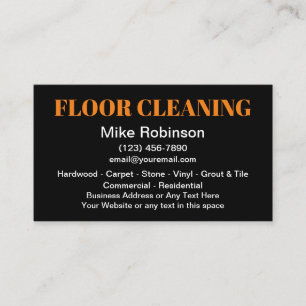 Bold Modern Floor Cleaning Services Business Card