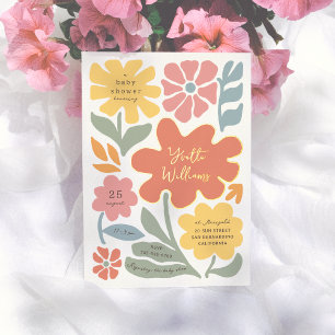 Bold Modern Flowers Unique Illustrated Baby Shower
