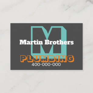 bold modern for plumber or other profession grey business card