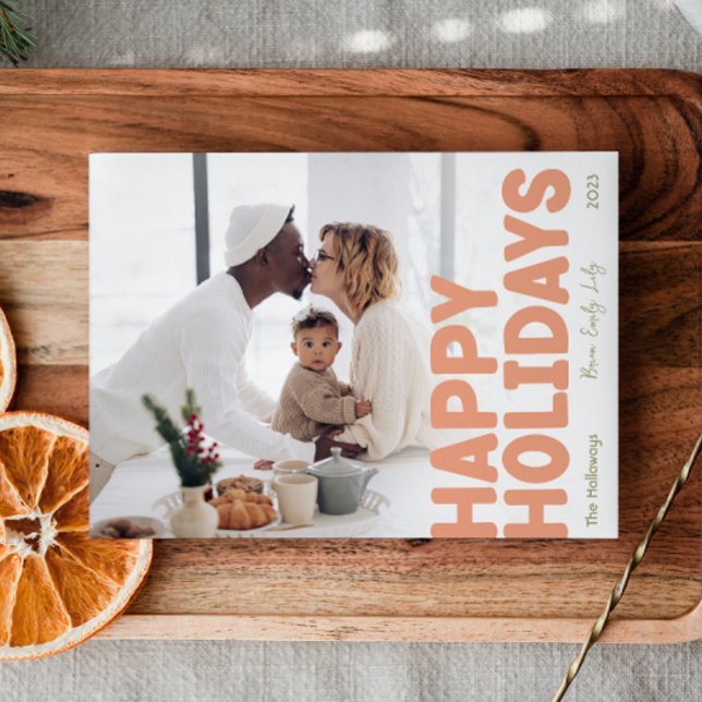 Bold Modern Full Photo Happy Holiday Card (Creator Uploaded)