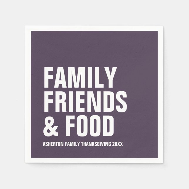 Bold modern fun purple Thanksgiving Napkin (Front)