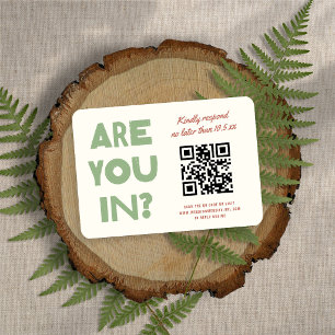 Bold Modern Funky Earth Tone QR Code Wedding RSVP Card