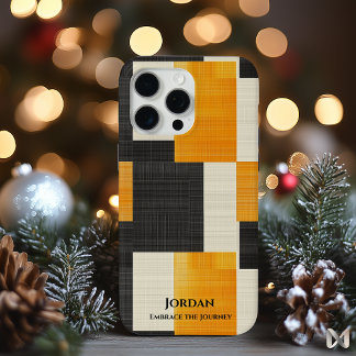 Bold Modern Geometric – Black and Orange style iPhone 15 Pro Max Case