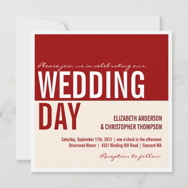 Bold Modern Graphic Block Wedding Invitation (Front)