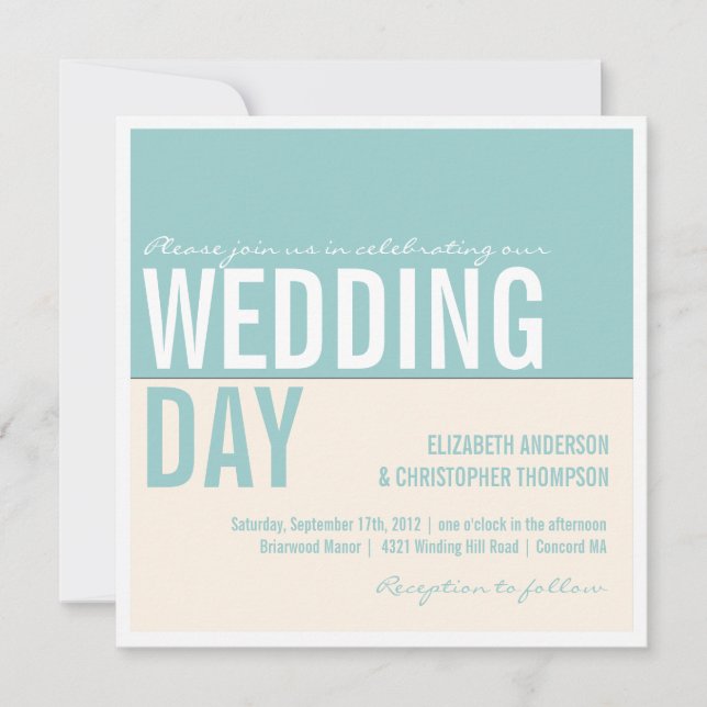 Bold Modern Graphic Block Wedding Invitations (Front)