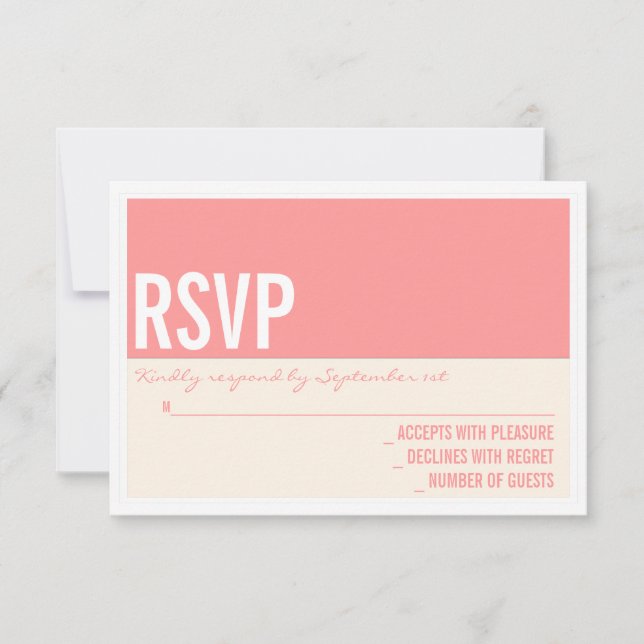 Bold Modern Graphic Block Wedding RSVP Card (Front)
