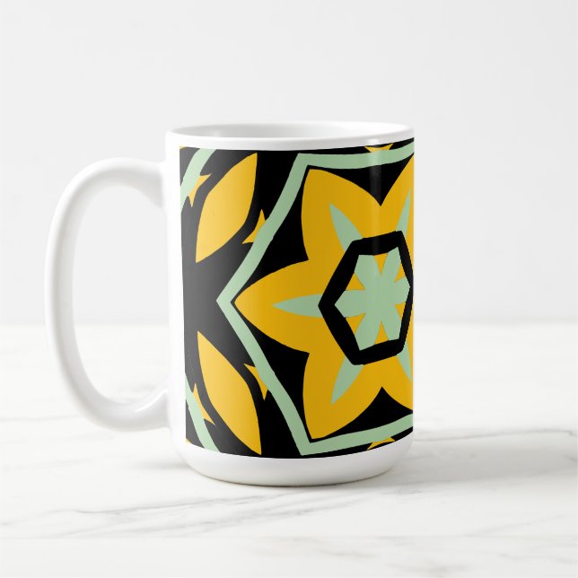 Bold Modern green black yellow Coffee Mug (Left)