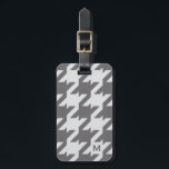 Bold modern grey houndstooth with monogram luggage tag<br><div class="desc">Chic, trendy fashion, modern houndstooth pattern in grey and white, this bold oversized preppy style dog tooth check design is perfect for cool gifts for men. Custom the personalised monogram with your initial. You can also click "customise it!" button under product photo to edit the colour and the font of...</div>