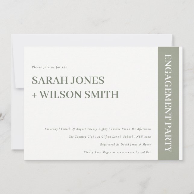 Bold Modern Grey Typography Engagement Invite (Front)