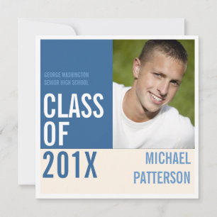 Bold Modern Guy Graduation Party Photo Invitation