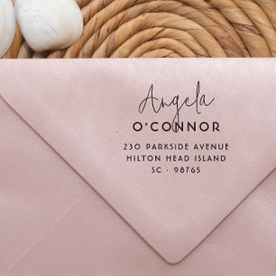 Bold Modern Handwriting Name & Return Address Rubber Stamp