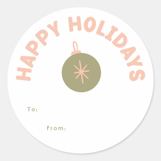Bold Modern Happy Holidays Gift Classic Round Sticker (Front)