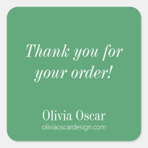 Bold Modern Kelly Green Simple Business Thank You Square Sticker