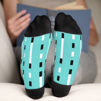 Bold & Modern Memphis Style Black,White,Turquoise Socks