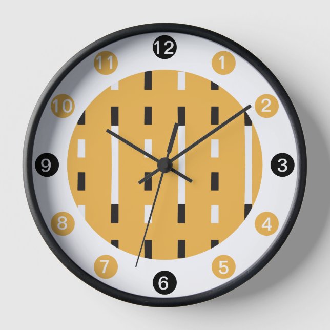 Bold & Modern Memphis Style Black,White,Yellow Clock (Front)