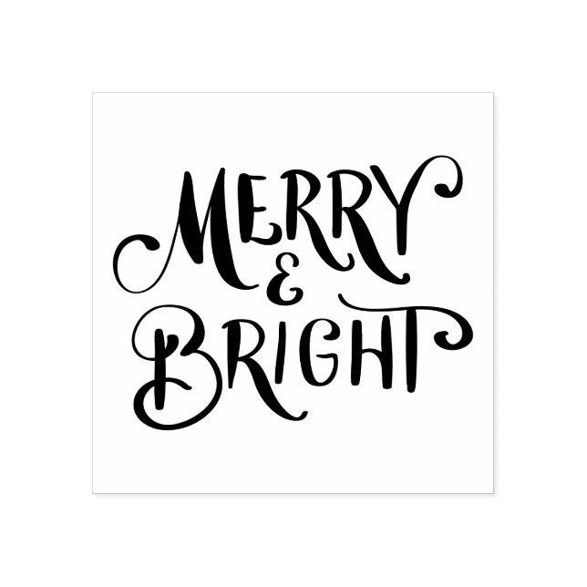 Bold Modern | Merry Bright Holiday Script  Rubber Stamp (Imprint)