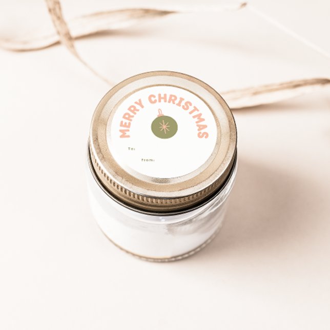 Bold Modern Merry Christmas Gift Classic Round Sticker (Creator Uploaded)