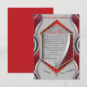 Bold Modern Metallic 3D Red Grey Texture Look RSVP Card