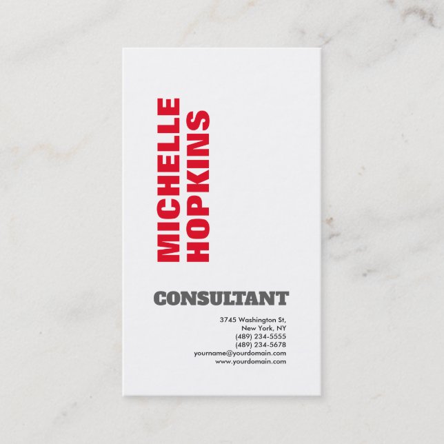 Bold Modern Minimalist Elegant Professonial Plain Business Card (Front)