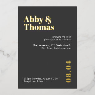 Bold Modern Minimalist Grey Wedding Rose Gold  