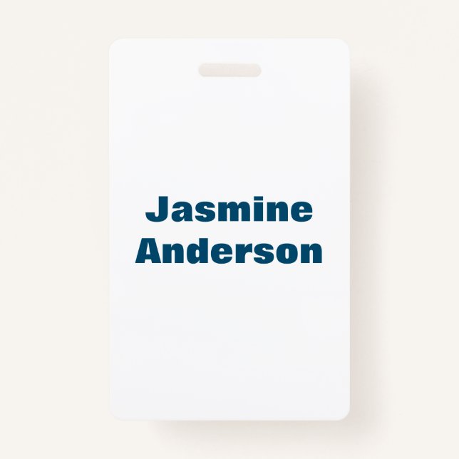 Bold Modern Minimalist Ocean Blue Colour ID Badge (Front)