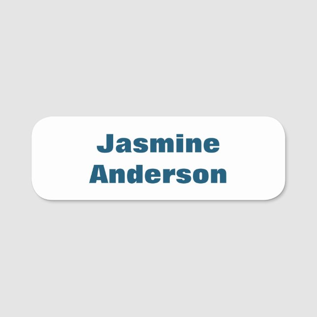 Bold Modern Minimalist Ocean Blue Colour Name Tag (Front)