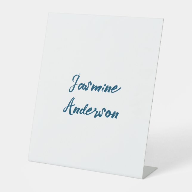 Bold Modern Minimalist Ocean Blue Colour Pedestal Sign (Front)