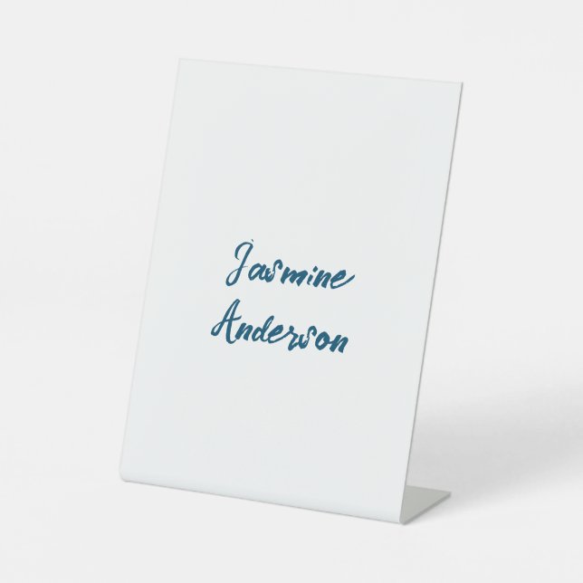 Bold Modern Minimalist Ocean Blue Colour Pedestal Sign (Front)