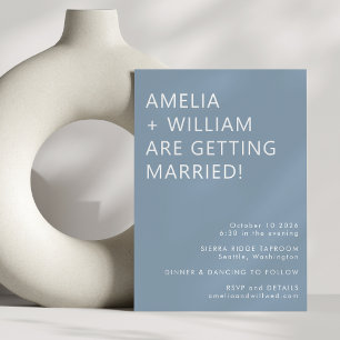 Bold Modern Minimalist Trendy Dusty Blue Invitation