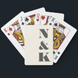 Bold Modern Monogram Initials Black Cream Wedding Playing Cards<br><div class="desc">Minimalist Modern Monogram Black and Cream Wedding Playing Cards</div>