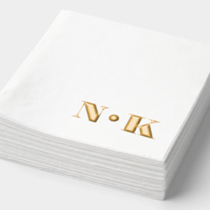 Bold Modern Monogram Initials Elegant Wedding Gold Foil Napkins