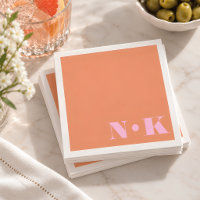 Bold Modern Monogram Initials Pink Orange Wedding