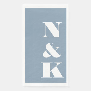 Bold Modern Monogram Initials Wedding Dusty Blue Napkin
