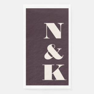 Bold Modern Monogram Initials Wedding Plum Napkin