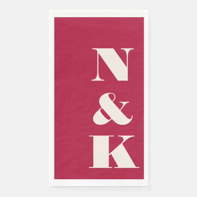 Bold Modern Monogram Initials Wedding Red Napkin (Front)