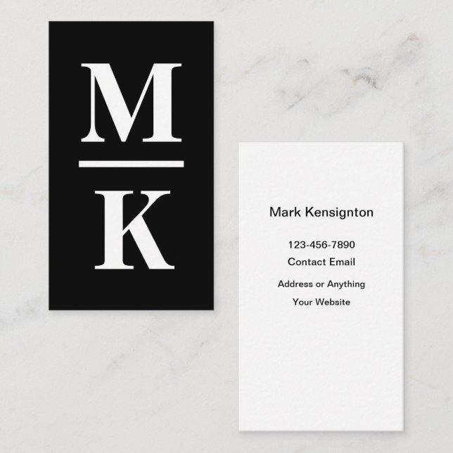 Bold Modern Monogram Masculine Business Cards (Front/Back)