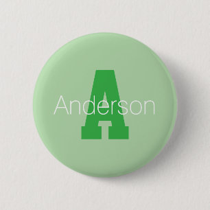 Bold Modern Monogram   Pale & Kelly Green 6 Cm Round Badge