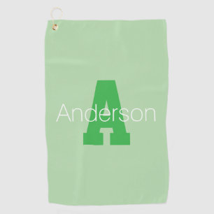 Bold Modern Monogram Pale & Kelly Green Golf Towel