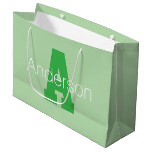 Bold Modern Monogram   Pale & Kelly Green Large Gift Bag
