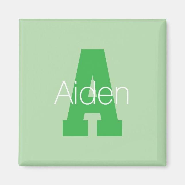 Bold Modern Monogram | Pale & Kelly Green Magnet (Front)