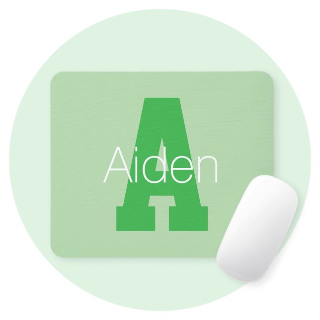 Bold Modern Monogram | Pale & Kelly Green Mouse Pad (Creator Uploaded)