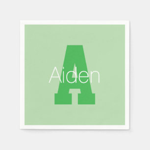 Bold Modern Monogram   Pale & Kelly Green Napkin