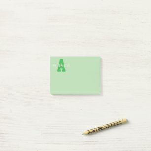 Bold Modern Monogram Pale & Kelly Green Post-it Notes