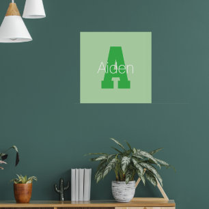 Bold Modern Monogram   Pale & Kelly Green Poster