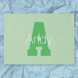 Bold Modern Monogram   Pale & Kelly Green Tissue Paper