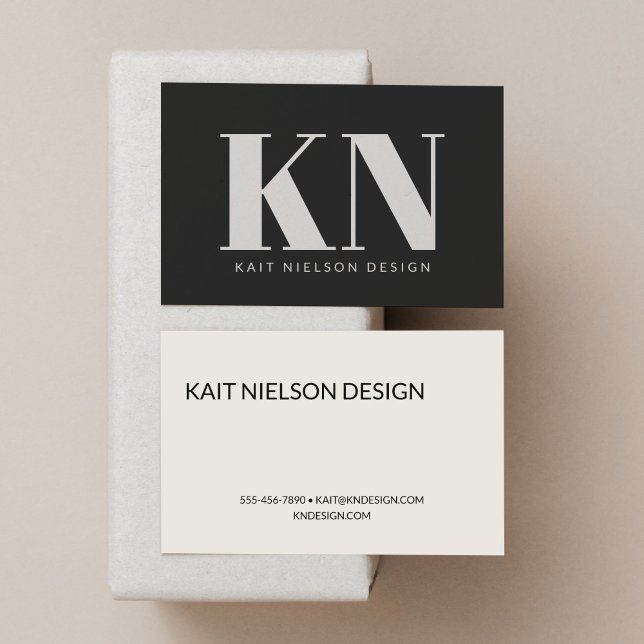 Bold Modern Monogram Professional Black Background Business Card (Creator Uploaded)