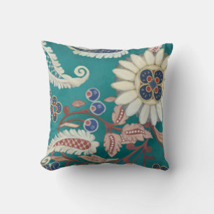 Bold Modern Moroccan Paisley Peacock Blue Navy Cushion