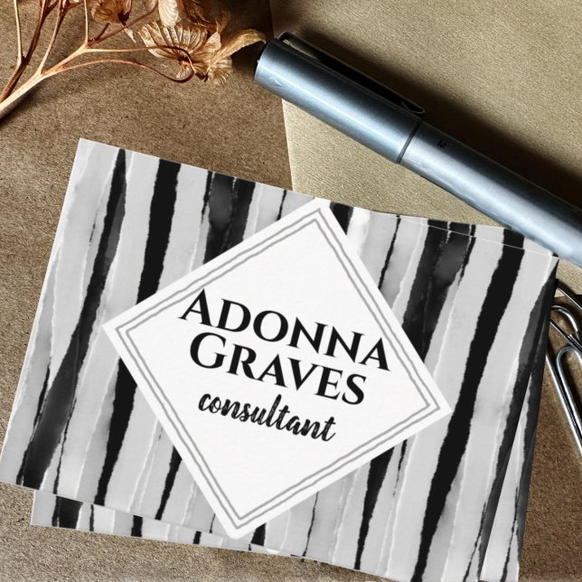 bold modern painted stripes grey and black  business card (Creator Uploaded)